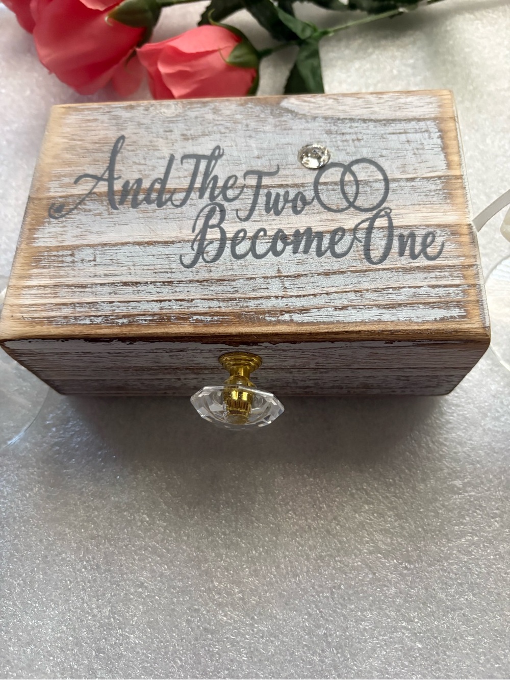 Rustic Whitewashed 'And The Two Become One' Jewelry Box - Brown/White